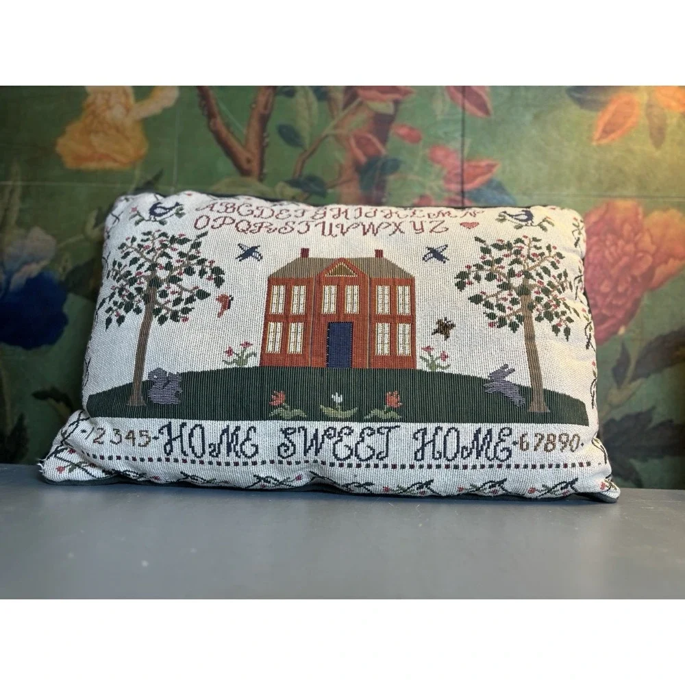 Vintage Sampler Pillow 17.5